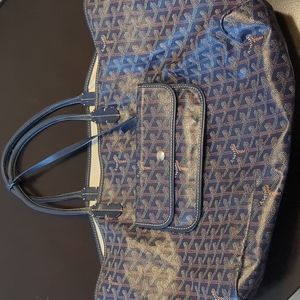 Goyard St. Louis Navy Tote 11" L 6"W 19"H